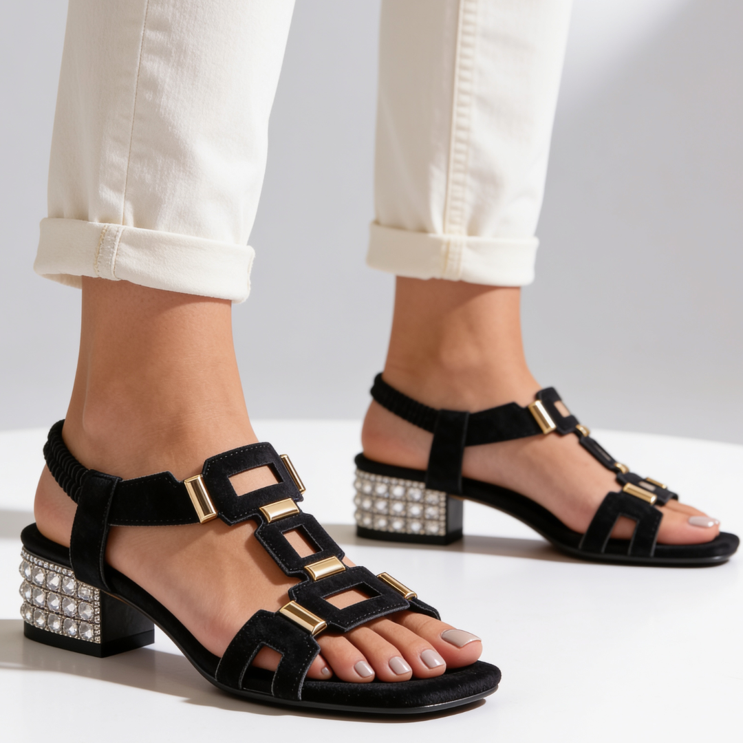 Odessa Crystal Heel Sandals