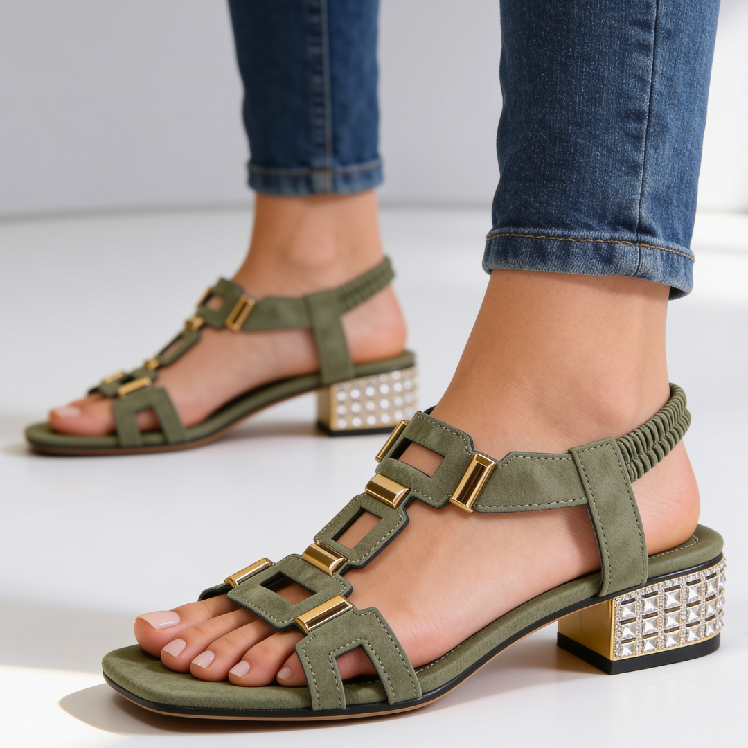 Odessa Crystal Heel Sandals