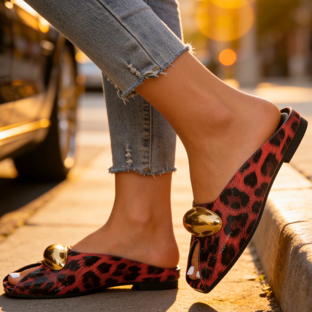 Sofia Rae Leopard Print Leather Slip-Ons