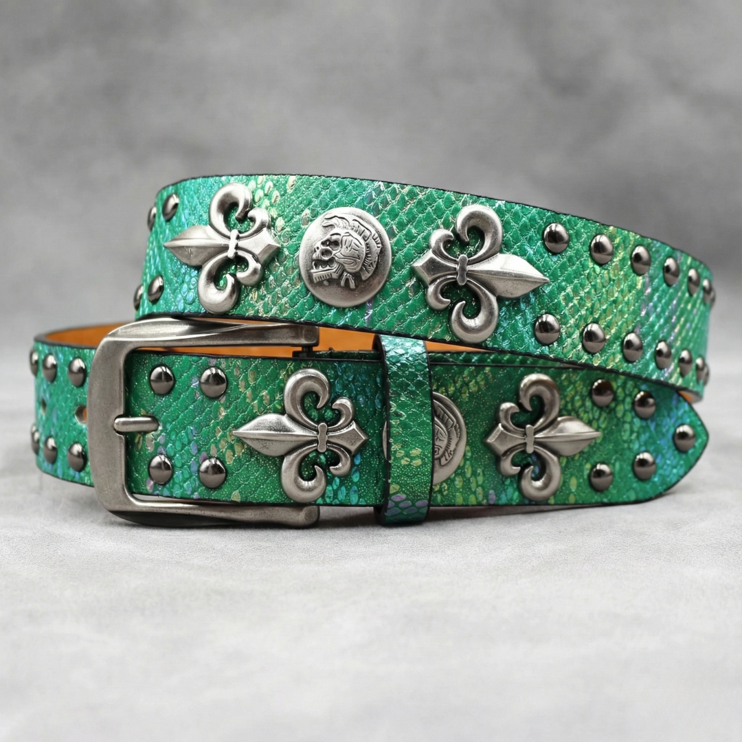 Scale Crest Studded Belt