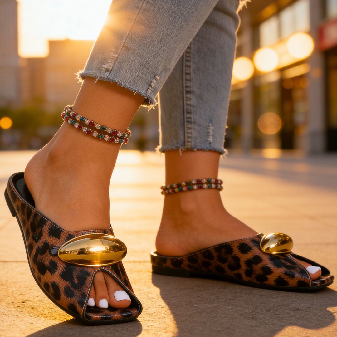 Sofia Rae Leopard Print Leather Slip-Ons