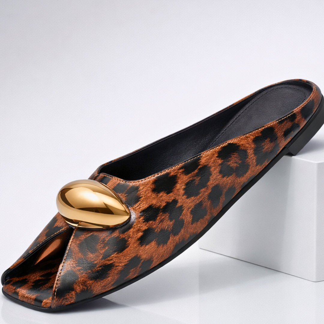 Sofia Rae Leopard Print Leather Slip-Ons