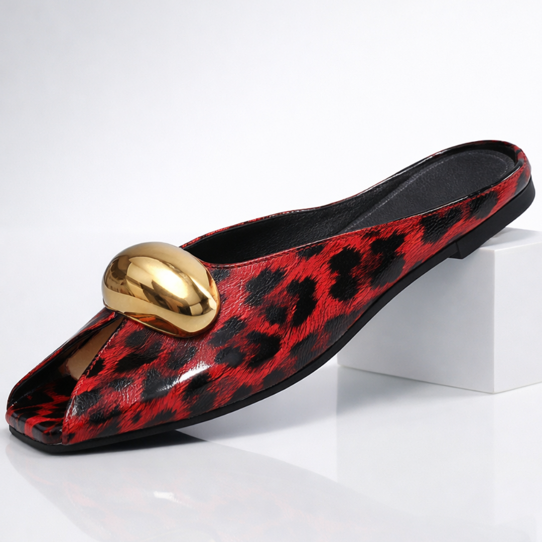 Sofia Rae Leopard Print Leather Slip-Ons